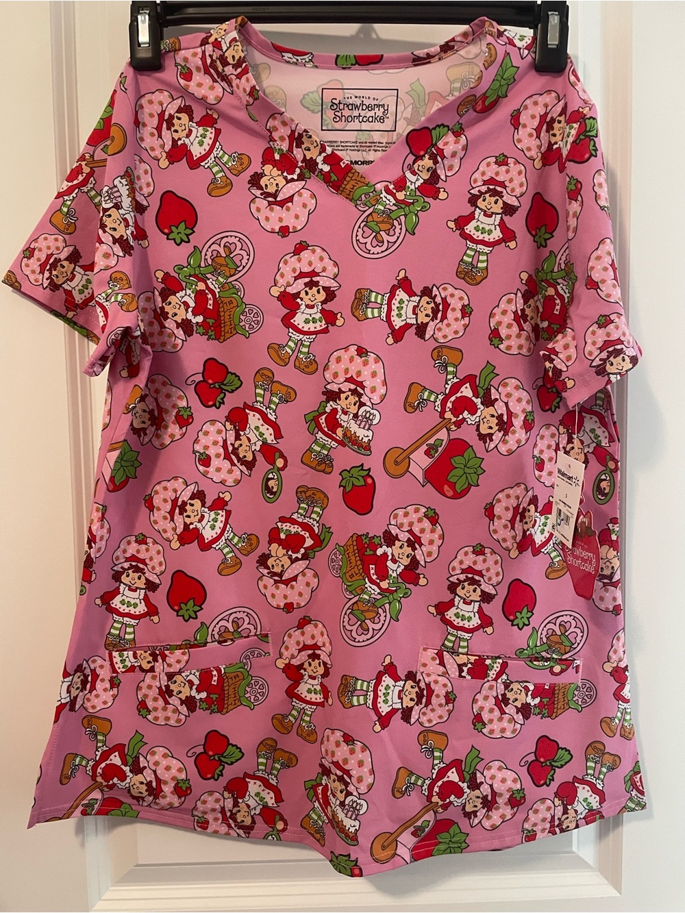 Strawberry shortcake Pink Graphic Women's scrub Top